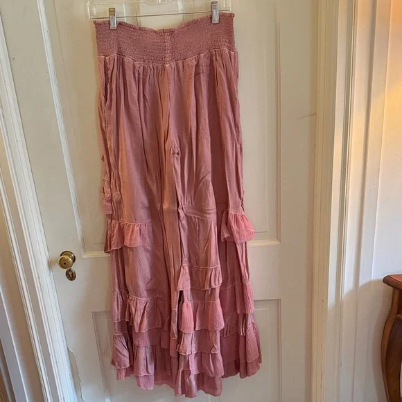 Free People Ruffled Mauve Wide Leg Pants - Picture 9 of 11